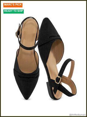 Women's Pointed Toe Slingback Flats Sandals - Comfortable Dressy Work Shoes
